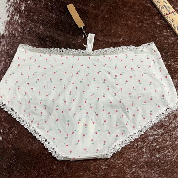 SKIMS Lightweight Cotton Lace Trim Boyshort Snow Ditzy Rose Print Large NWT - Picture 7 of 9